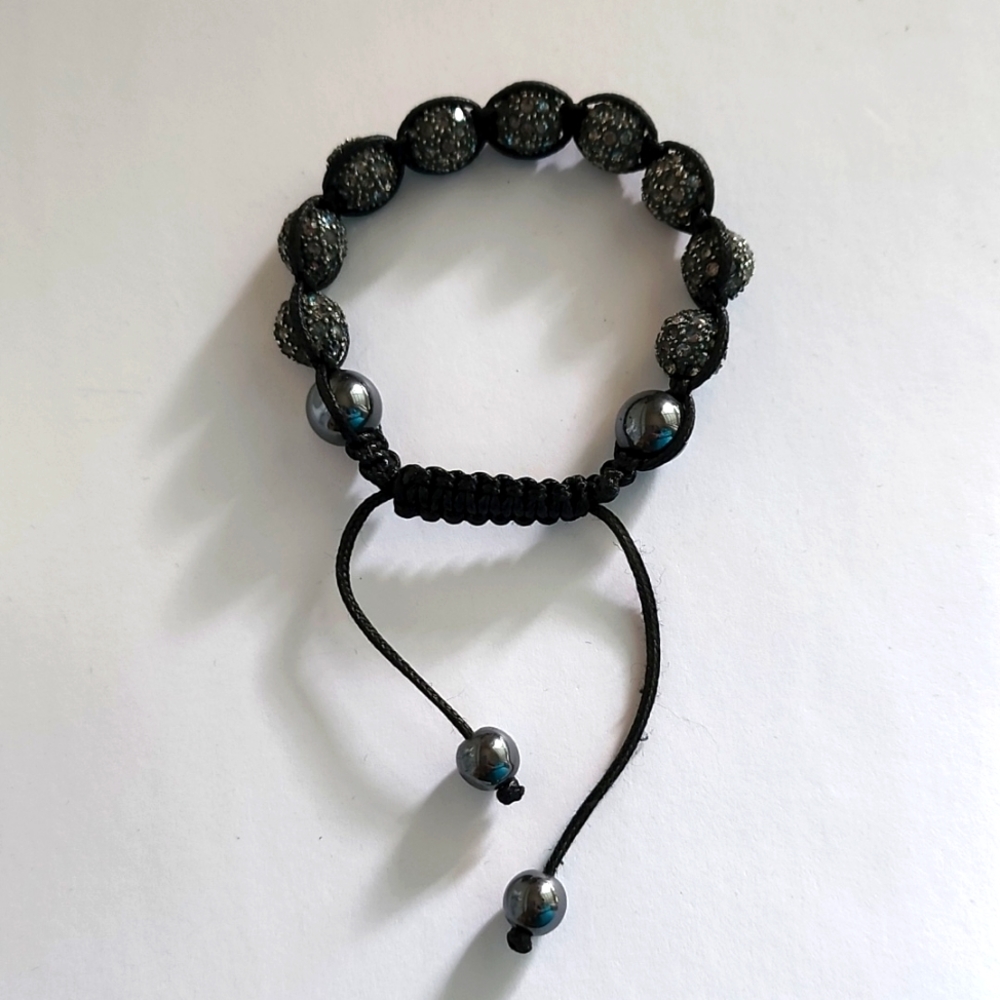 Black Bead Braided Rope Unisex Bracelet